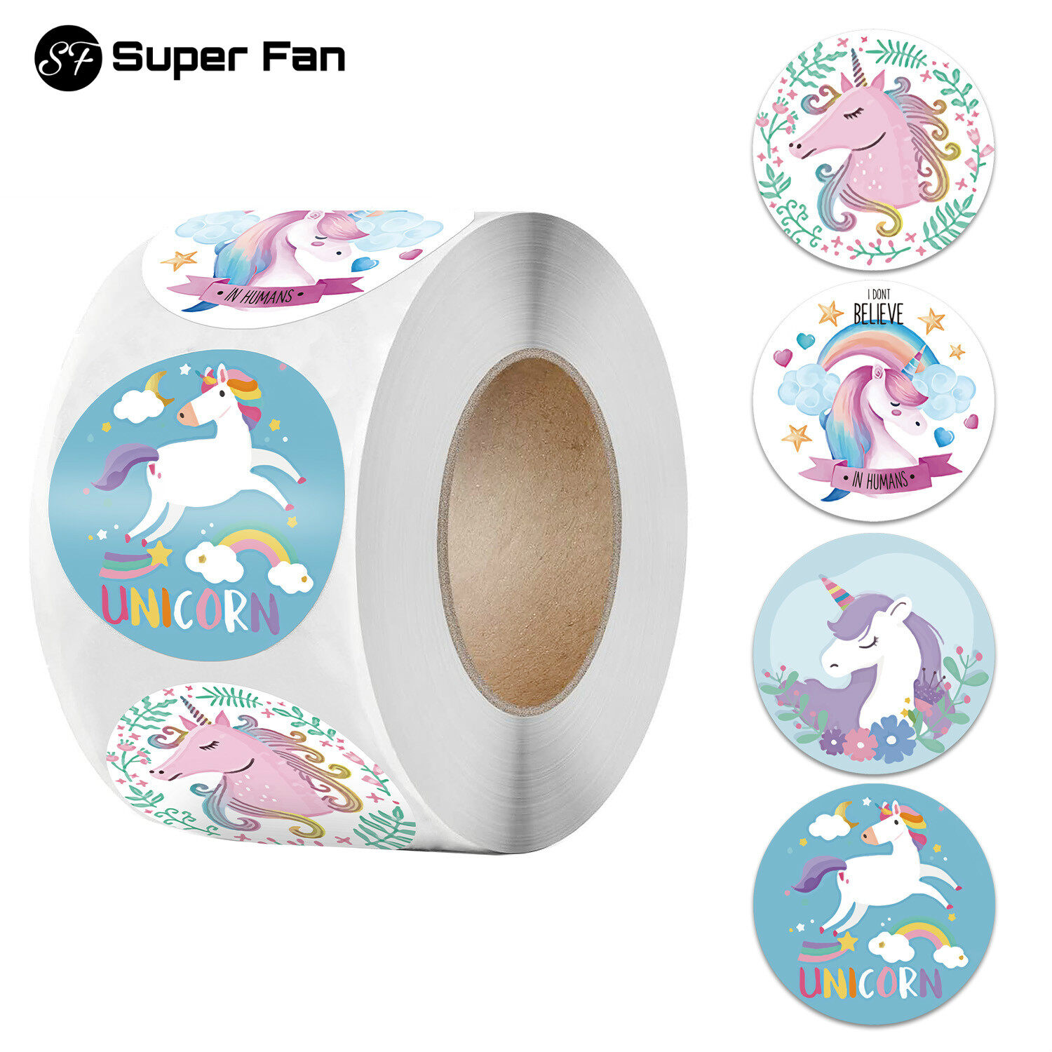 （Super Fan) Unicorn Animal Pattern 500pcs/roll Designs Gifts Decoration Handmade Sticker