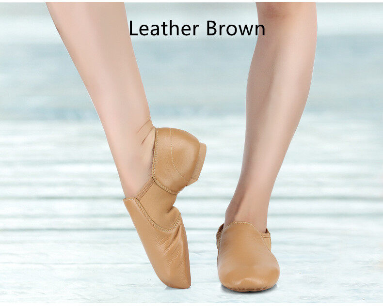 Tan Stelle Stylish Leather Jazz Slip-On Dance Shoes For Kids India