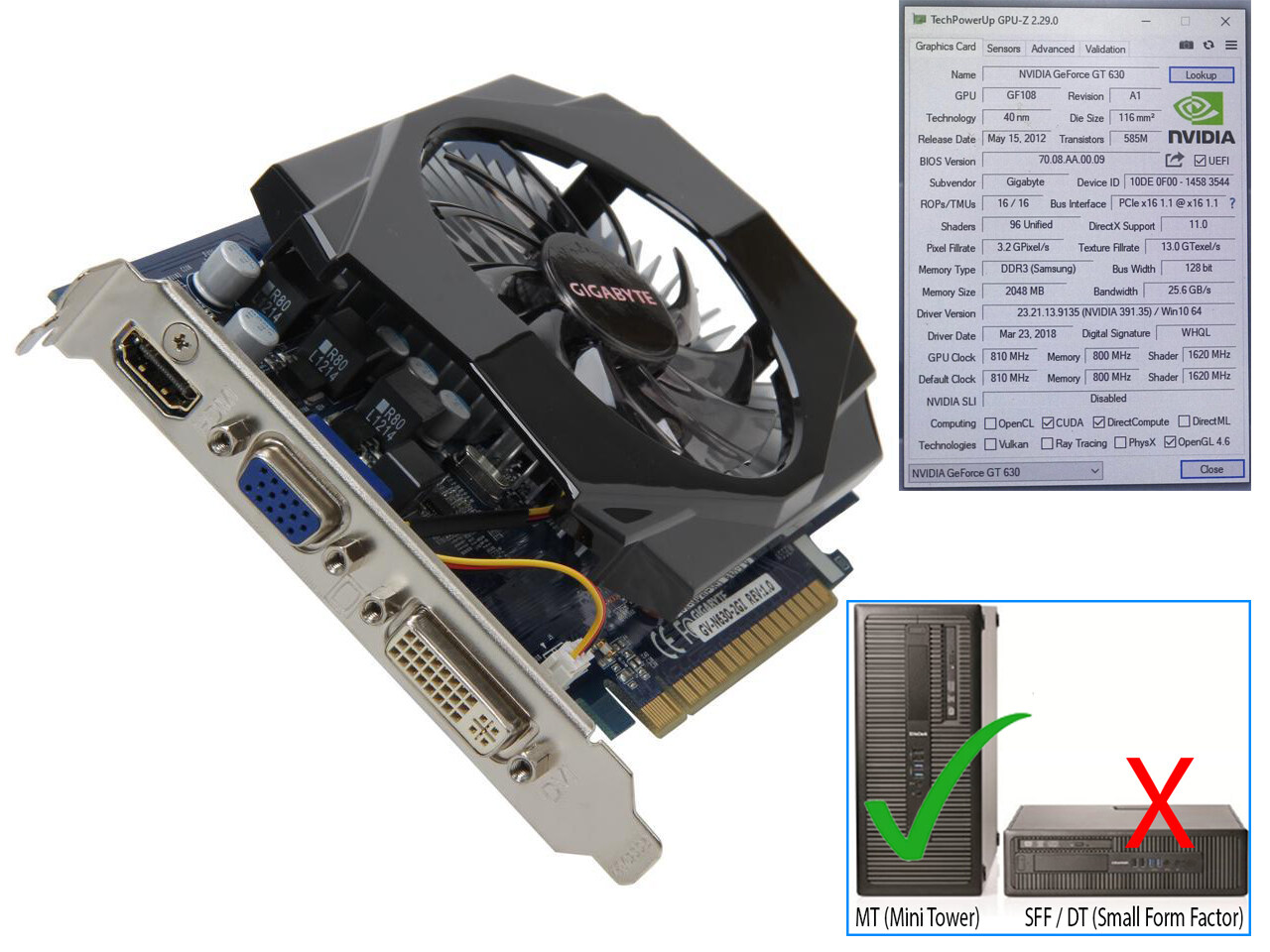 GIGABYTE GV-N630-2GI NVIDIA GeForce GT630 2GB DDR3 128Bit Graphics Card ...