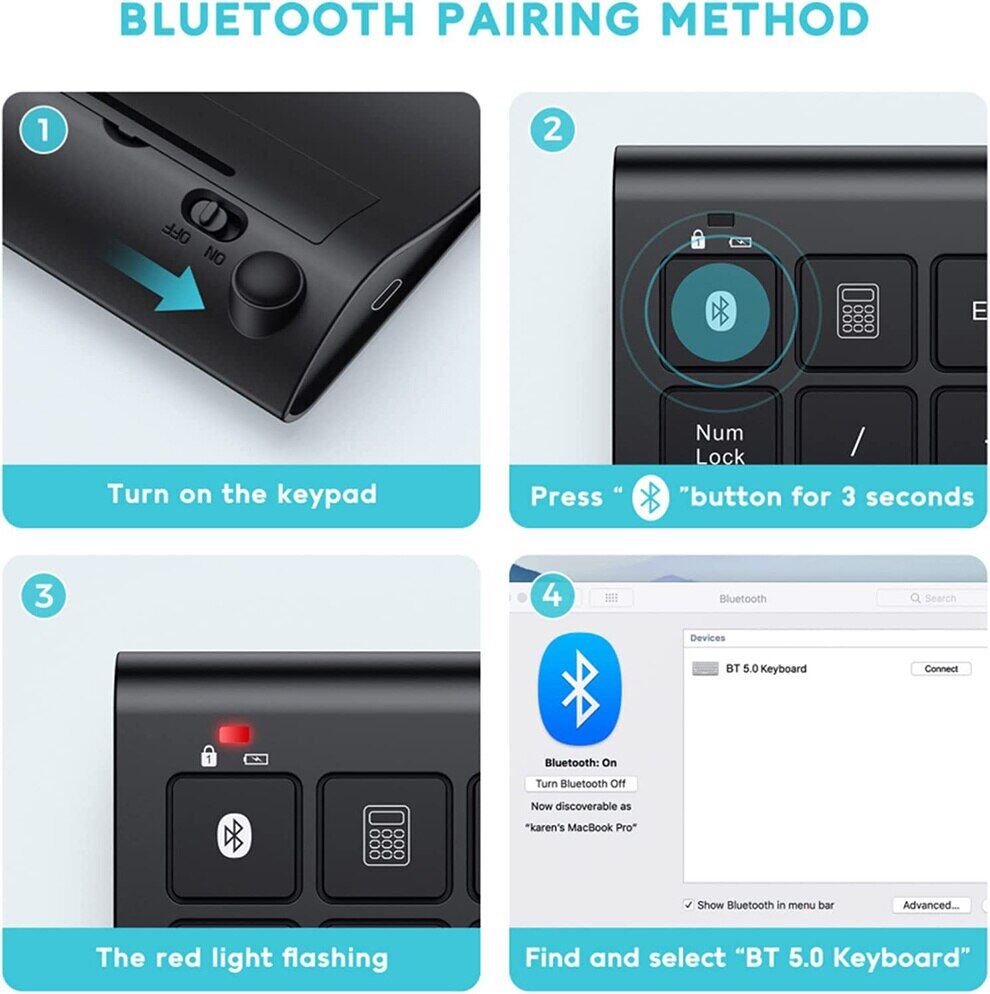 JOMAA Bàn Phím Số Bluetooth Bàn Phím Số Bluetooth Có Thể Sạc Lại Bàn Phím Số Không Dây 22 Phím Bàn Phím Số Ngoài Cho Mac Cho iPad Máy Tính Xách Tay Bàn Phím Kỹ Thuật Số