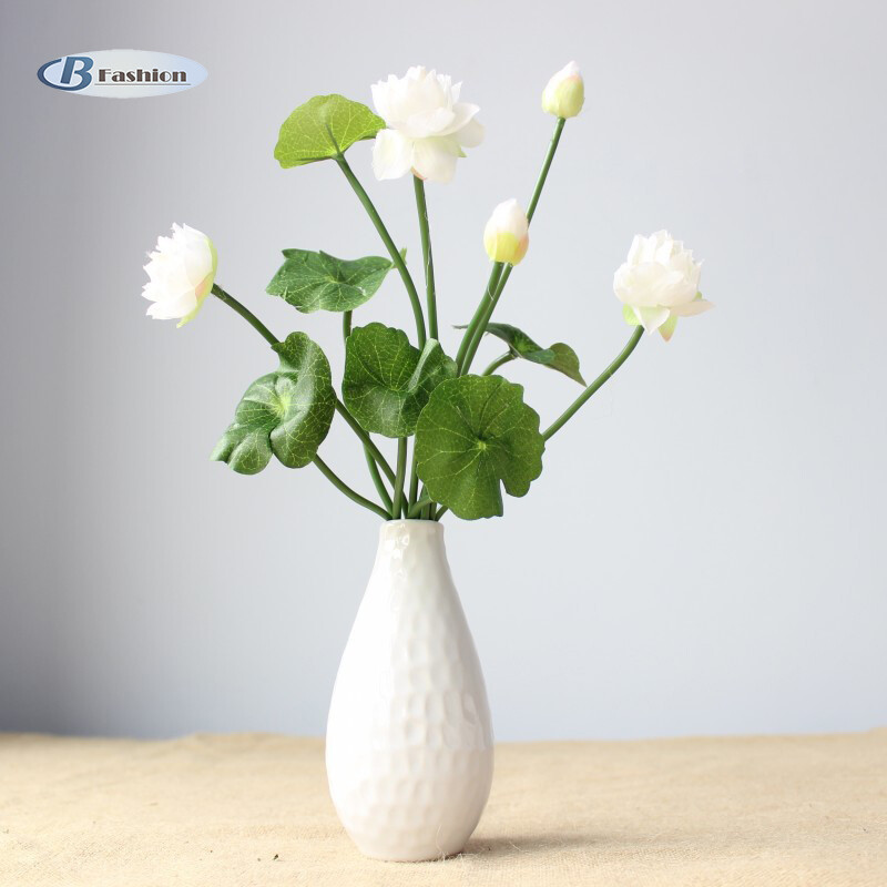 B-F Mini Artificial Fake Lotus Bud with Leaf Fake Flower Wedding Home Decor