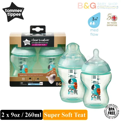 Tommee Tippee Botol Susu Closer To Nature Tinted Feeding Bottle 260ml / 9oz Lime Green Twin Pack
