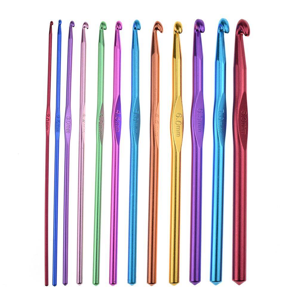 DIY Aluminum Crochet Hooks Sweater Knit Weave Craft Sewing Needles Set Kit