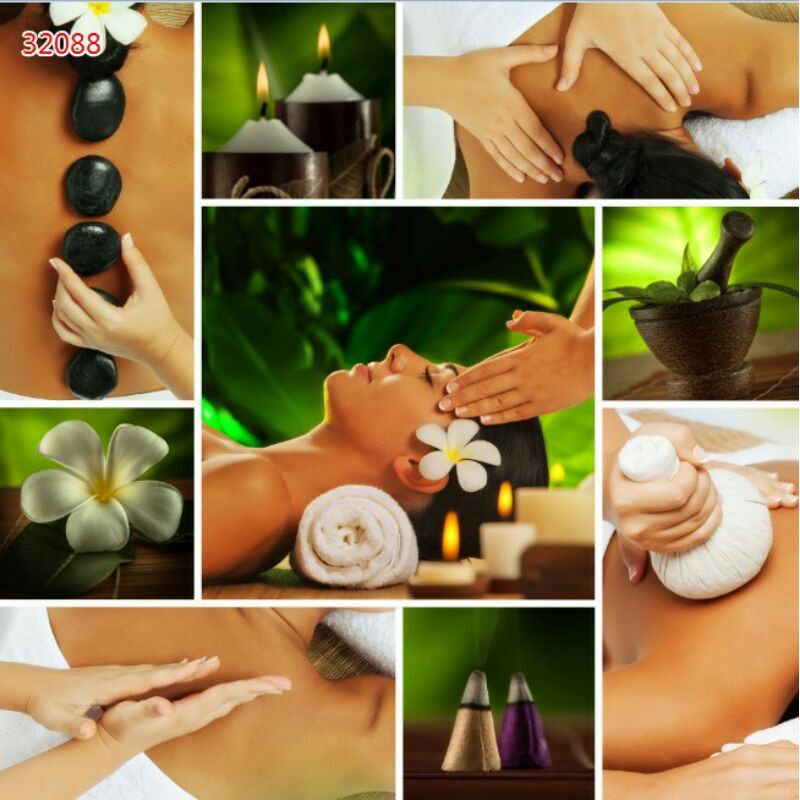 Tranh 3d dán quán spa cao 0.8m*1.25m có keo sẵn