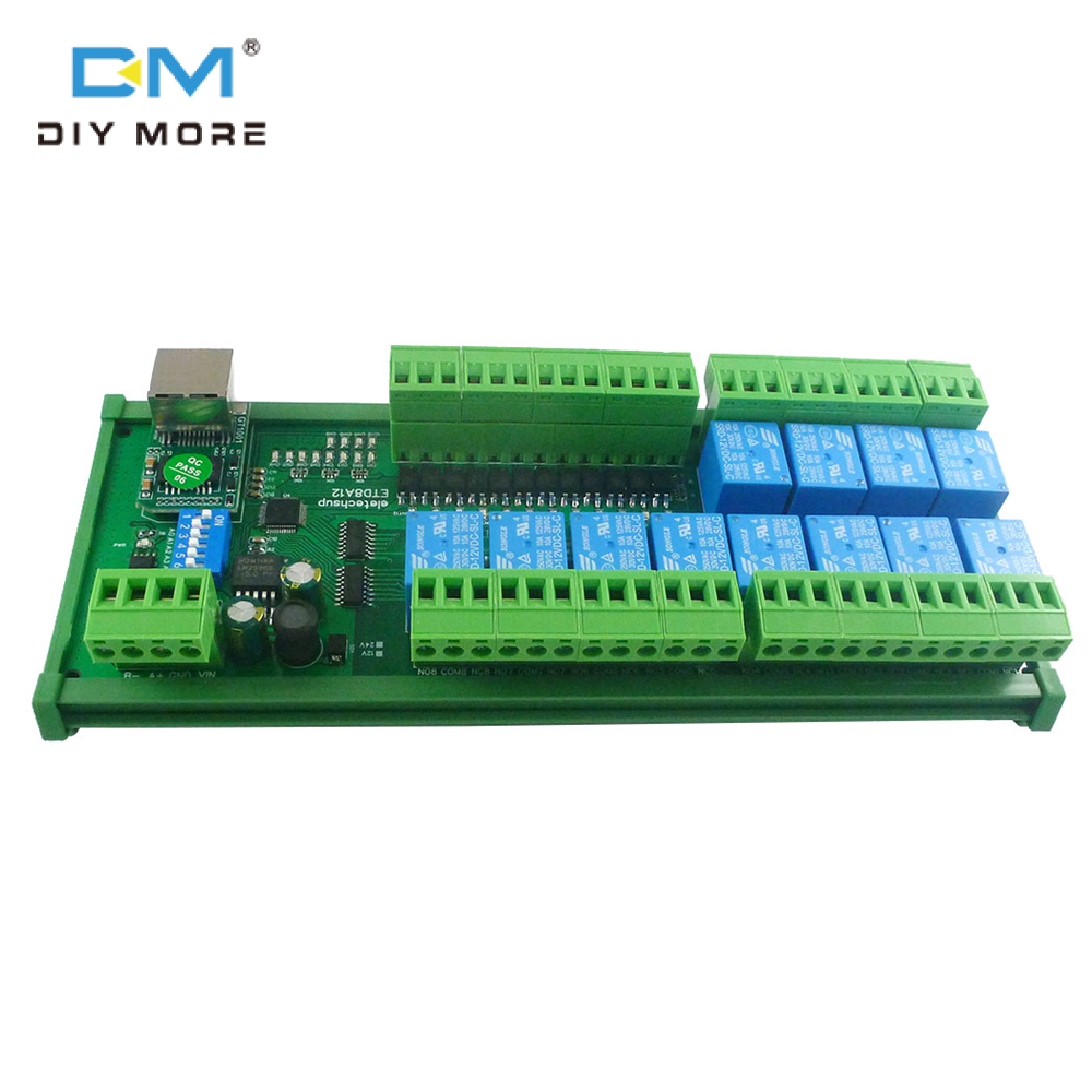 diymore 2 IN1 12 DIO Ethernet/RS485 Relay Switch Module Modbus RTU TCP/IP Network Controller PLC Expansion Board 12V 24V
