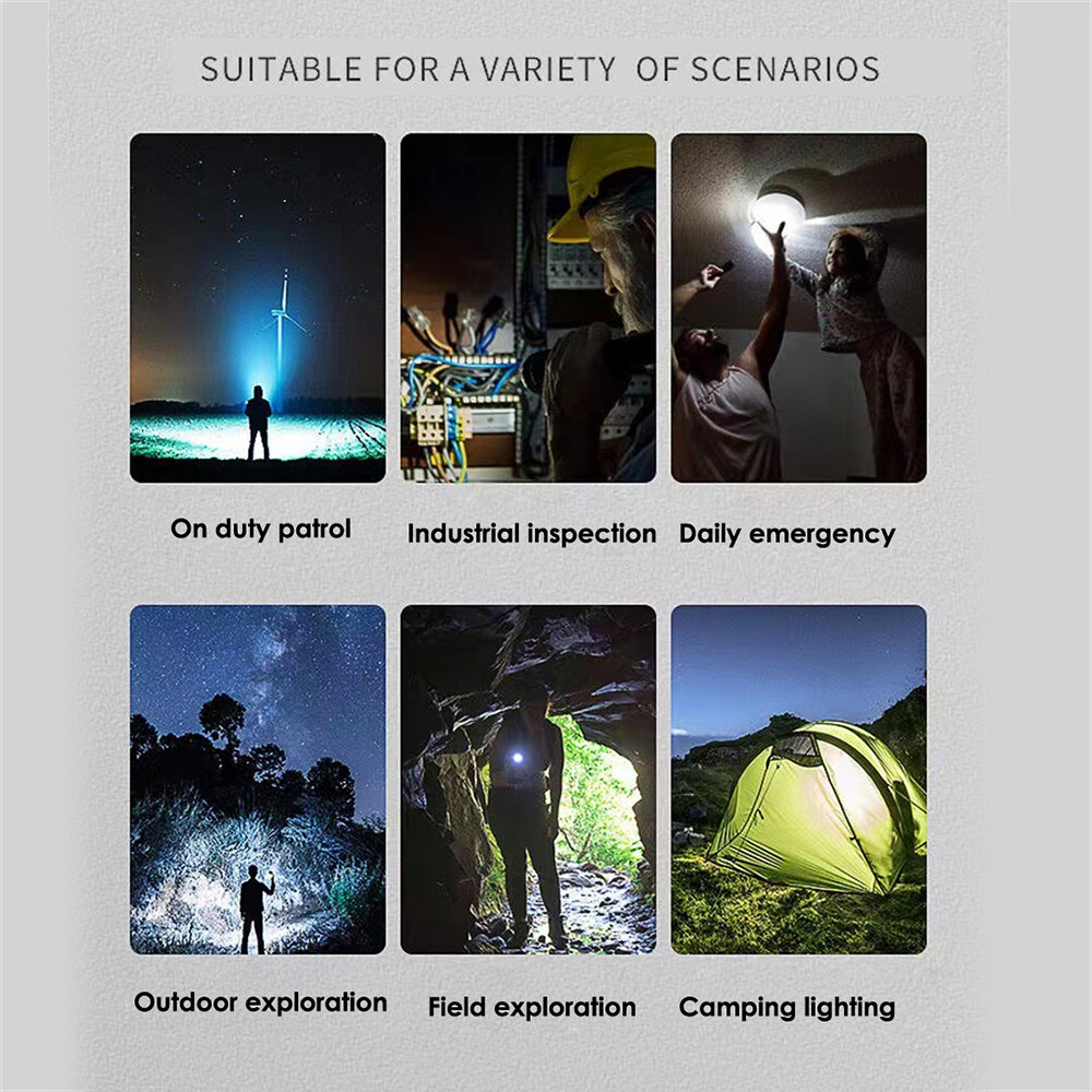 Redwokea Super Bright Flashlight Multi-function Emergency Flashlight Rechargeable USB Waterproof Mini Portable Lamp Outdoor Fishing Camping Supplies