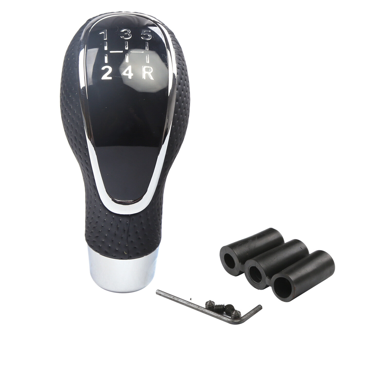 JDMGRAM 5 Speed Leather Car Gear Shift Knob Manual Stick Shifter Knob Universal Breathable Racing Gear Knob Lever Head Automotive Interior Accessories