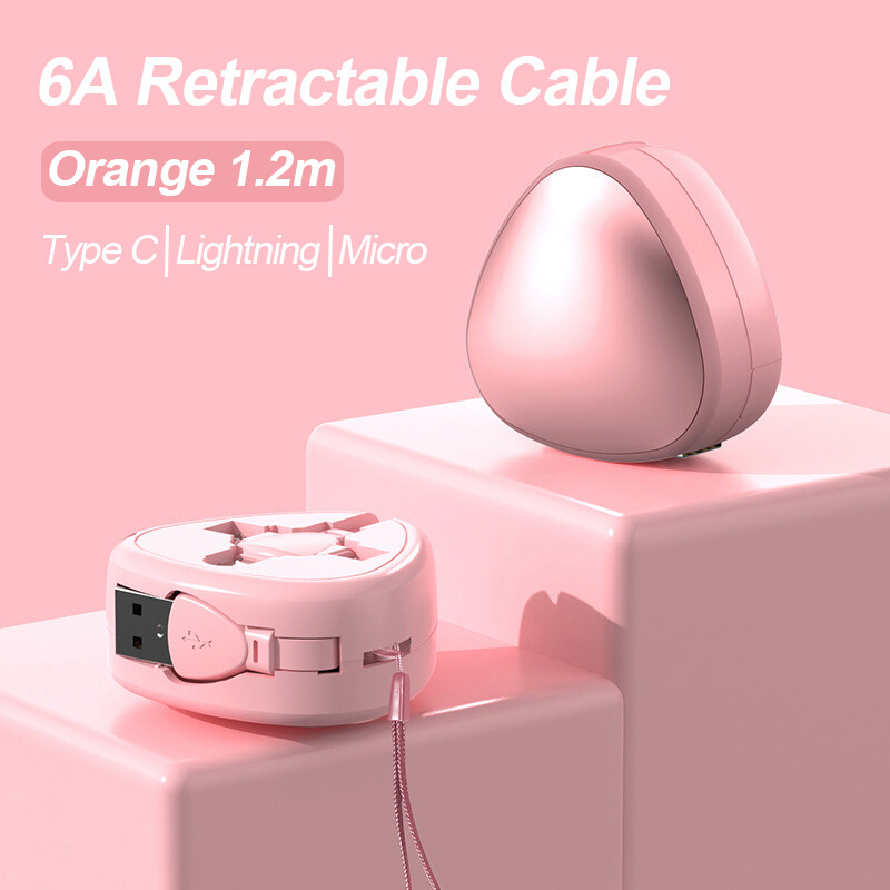 VAORLO 3 in 1 Fast Charging Cable 7 Color Triangular Telescoping Data Transmission Wire Compatible With iPhone Portable For Travel Charger Line For Xiaomi Huawei