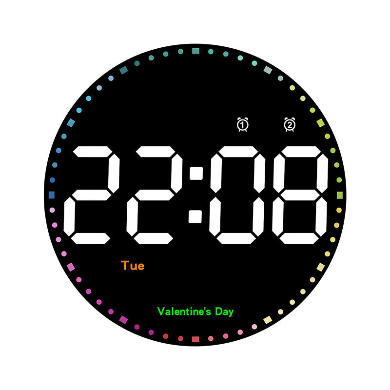 Digital electronic clock perpetual calendar wall clock living room simple decoration led clock colorful smart clock wall hanging