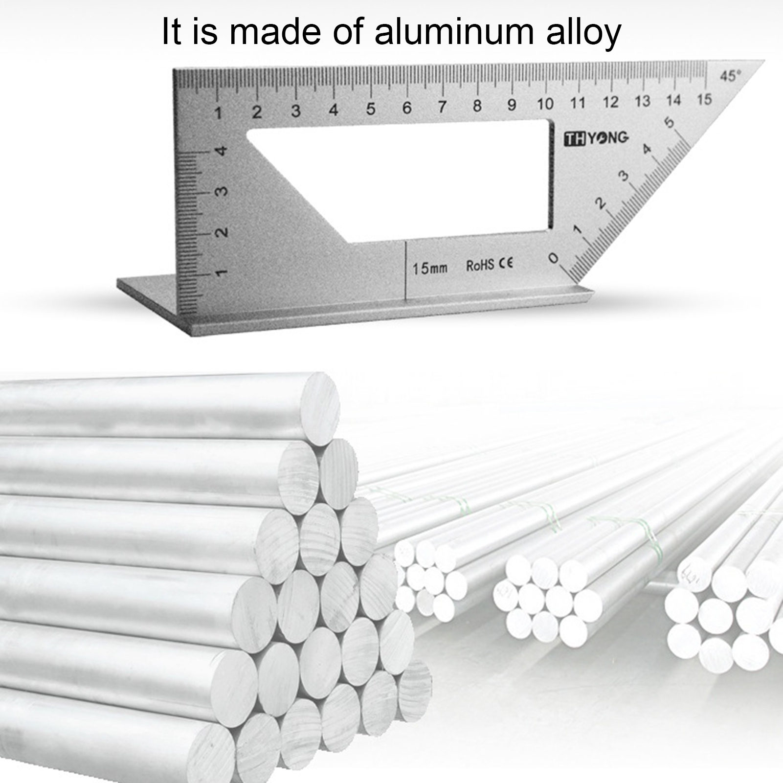 SZC Aluminum Alloy 45/90 Degree Angle Ruler Vertical T-shape Gauge Protractor Tool