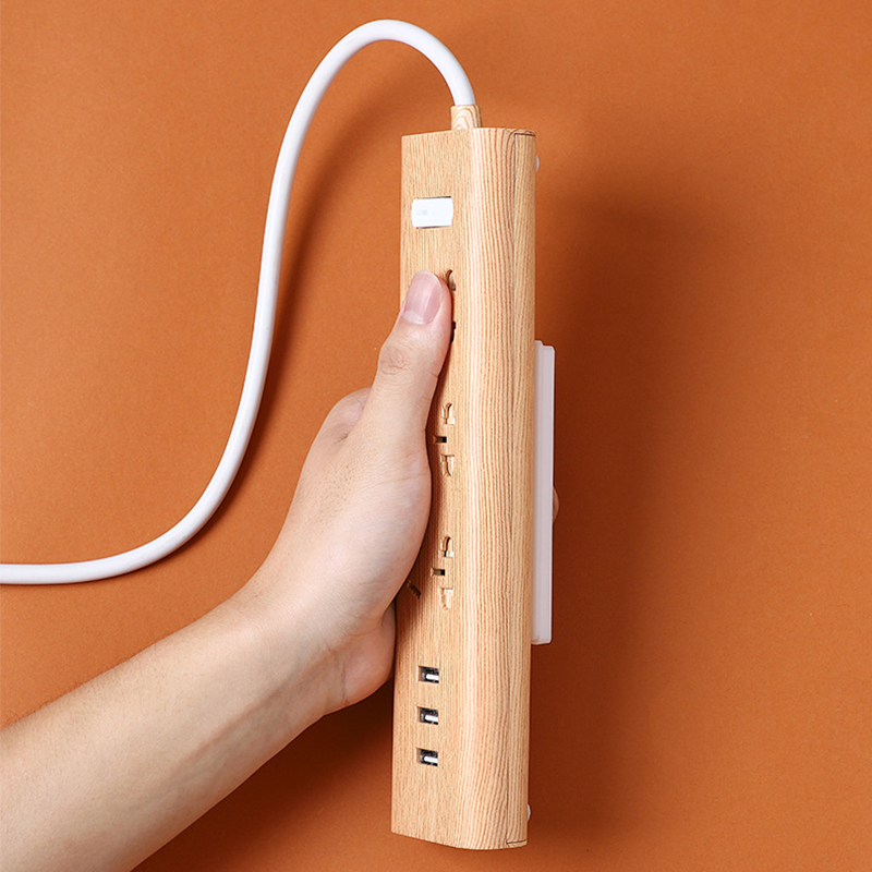 Houseeker Wall-Mounted Sticker Plug-in Board Home Self-Adhesive Socket Fixer Cable Wire Organizer Power Strip Holder Socket Holder