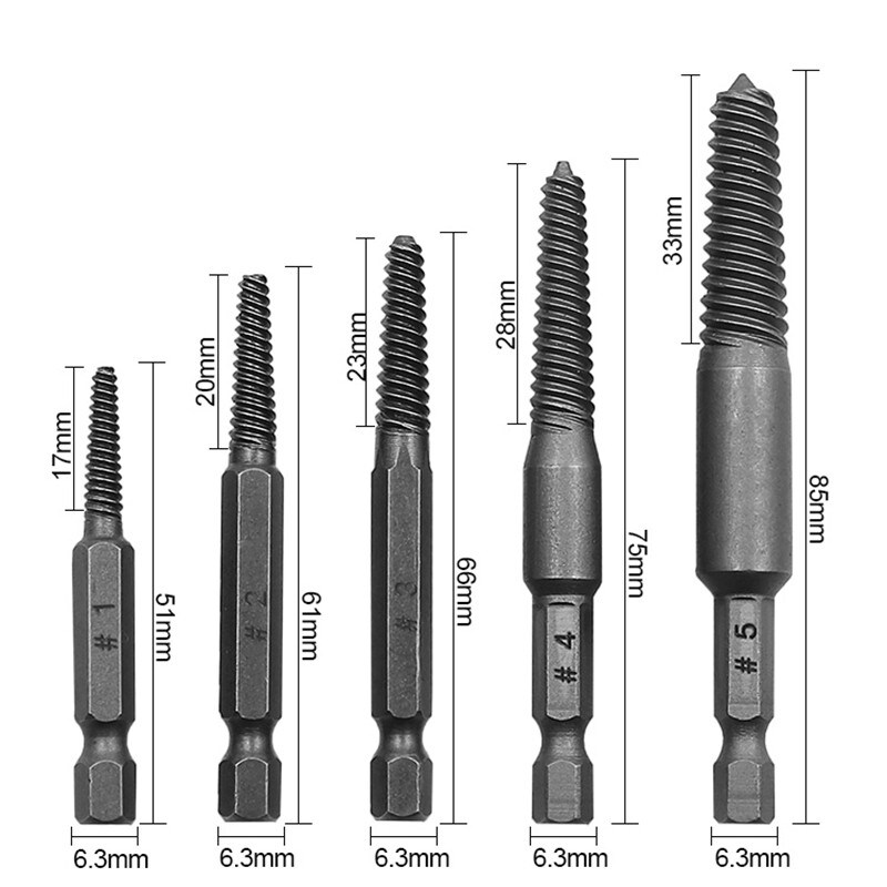 [SHICHEN SHENG] 5pcs Screw Extractor Center Drill Bits Guide Set Broken Damaged Bolt Remover Hex Shank And Spanner For Broken Hand Tool