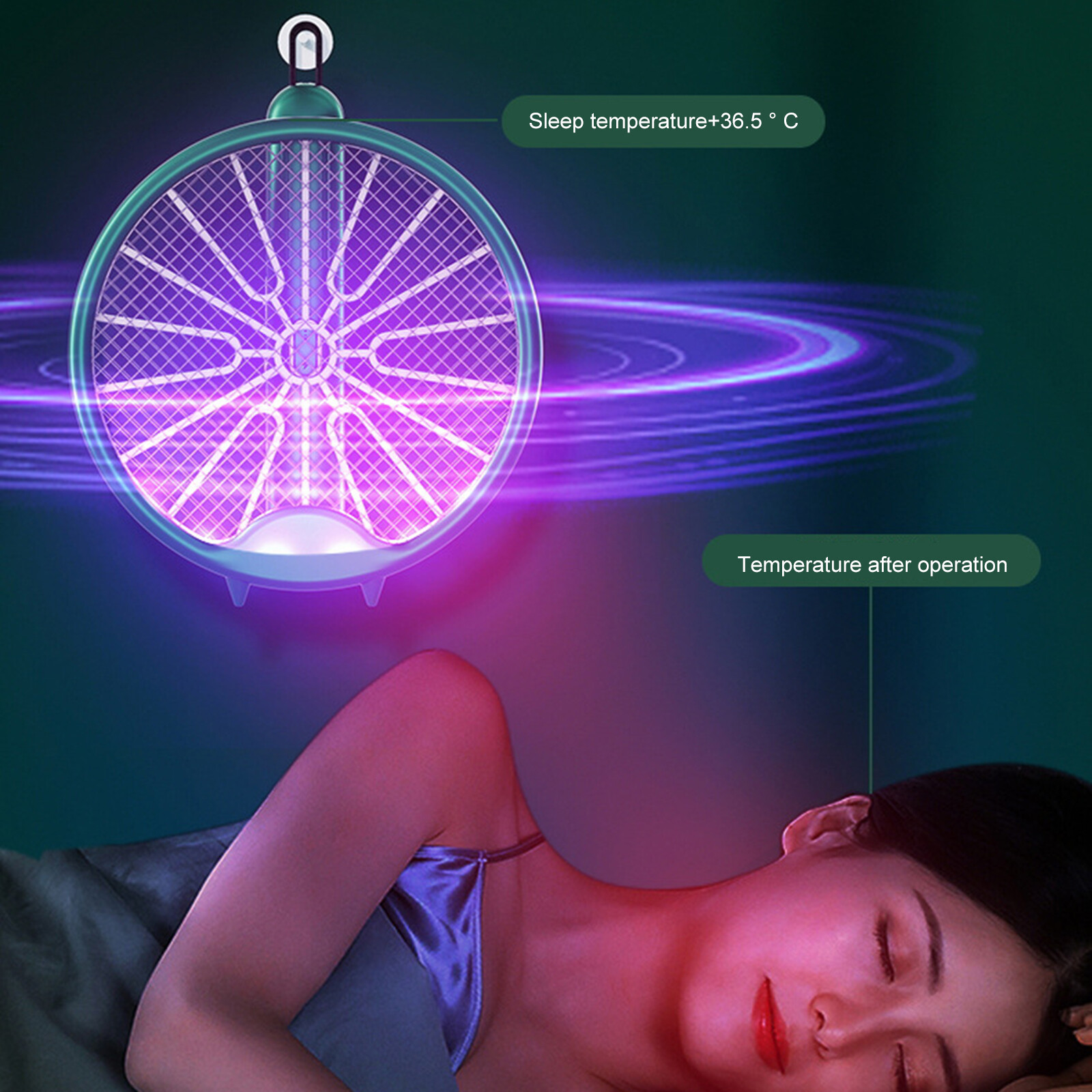 USB Mosquito Swatter Foldable UV Light Bug Zapper Racket Wall-mounted 800mAh Rotatable Rechargeable 5-Layer Safety Mesh Pest Control for Home Bedroom