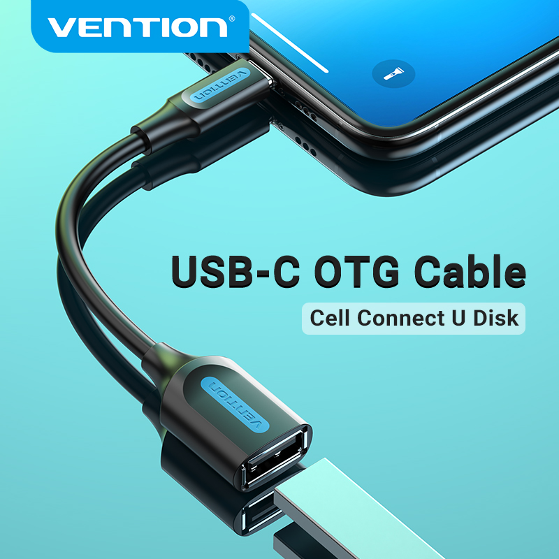 【COD】Vention Cáp USB C OTG USB 2.0 C Nam Loại C đến Nữ Đầu nối USB 2.0-A Cáp chuyển đổi OTG cho Lenovo Samsung HuaWei XiaoMi Điện thoại di động Android Macbook Máy tính bảng HP Máy tính bảng U disk Bộ chuyển đổi cáp dữ liệu USB C 2.0 OTG