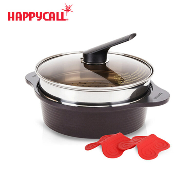 HAPPYCALL Light High-Pure Die-Cast Ceramic Pot 24cm (with Steamer, Handle) Made in KOREA(Gas Range only) Singapore