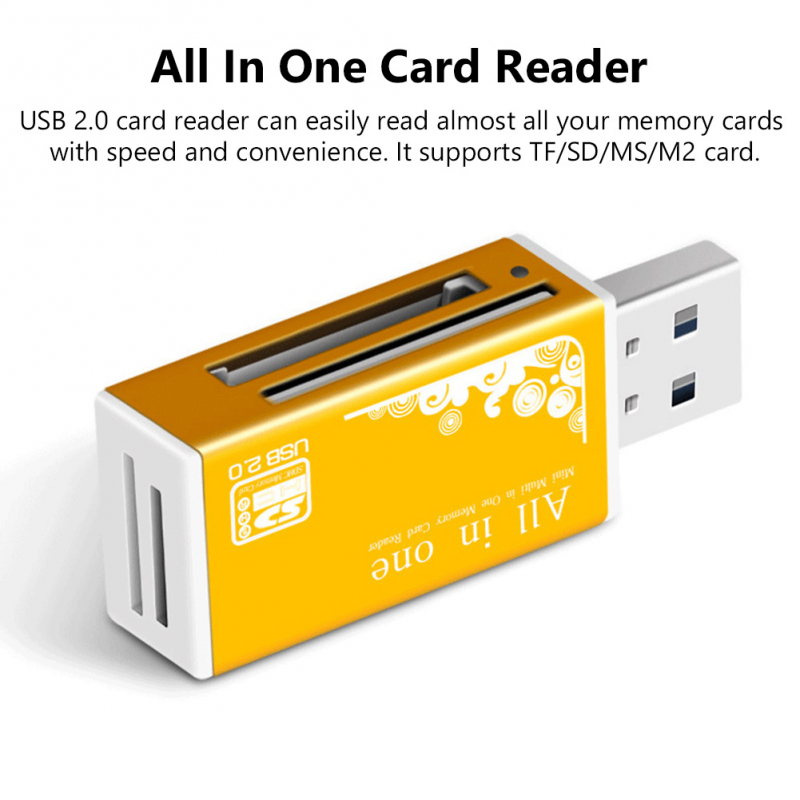 4 Trong 1 Micro SD Đầu đọc thẻ SDHC MMC USB SD Bộ Nhớ T-Flash M2 MS Duo USB 2.0 4 Khe Cắm đầu đọc thẻ nhớ Adapter Hỗ Trợ