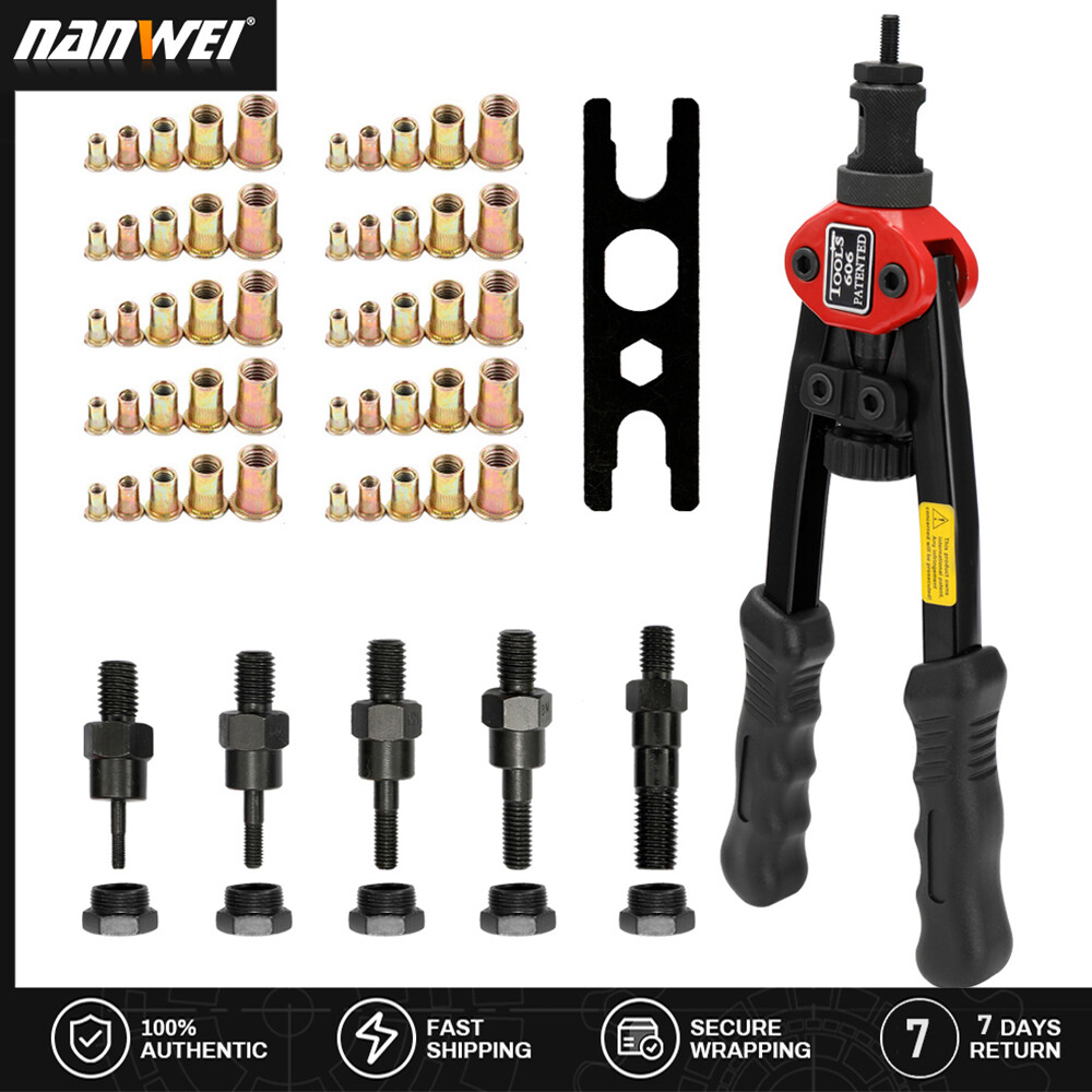 NANWEI 12in Labor-saving Hand Riveter BT-606 Double Insert Manual Rivet Machine Riveting Tools with Nuts