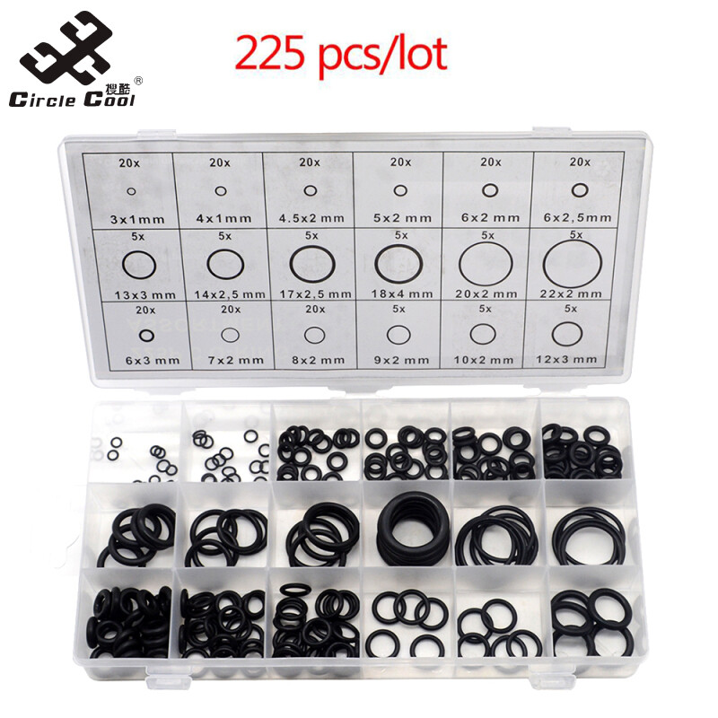 Circle Cool 225 Pcs/box Rubber Car Air Conditioner Seal Ring O-ring Rubber Gasket Repair Tool Box