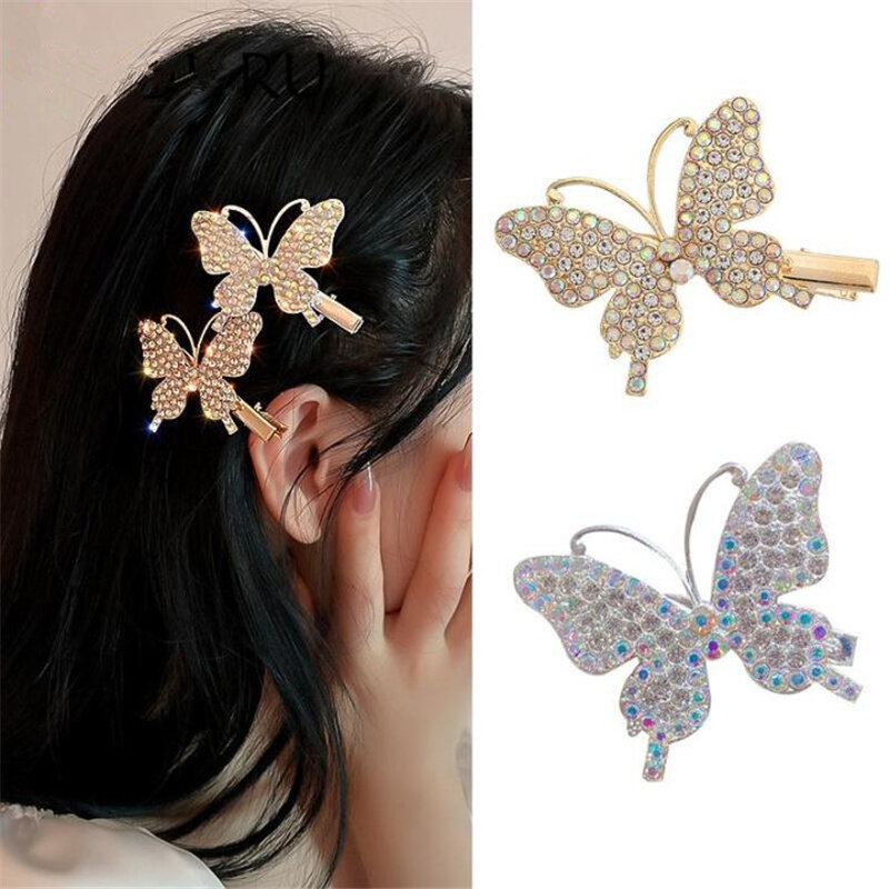 Kẹp Tóc Hình Bướm Đơn Giản Mới Kẹp Tóc Đính Đá Sáng Bóng Hàn Quốc Phụ Kiện Tóc Hình Mỏ Vịt Ngọt Ngào Cho Nữ Quà Tặng
