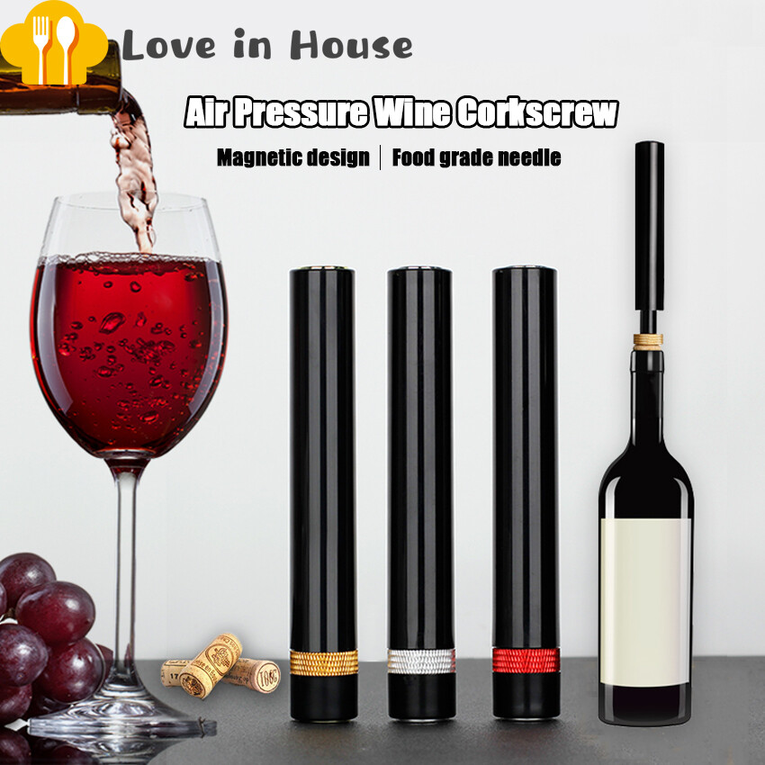 1Pc Portable Safety Wine Bottle Opener Air Pump Stainless Steel Pin Cork Remover Air Pressure Bottle Opener Kitchen Tools Bar Accessories