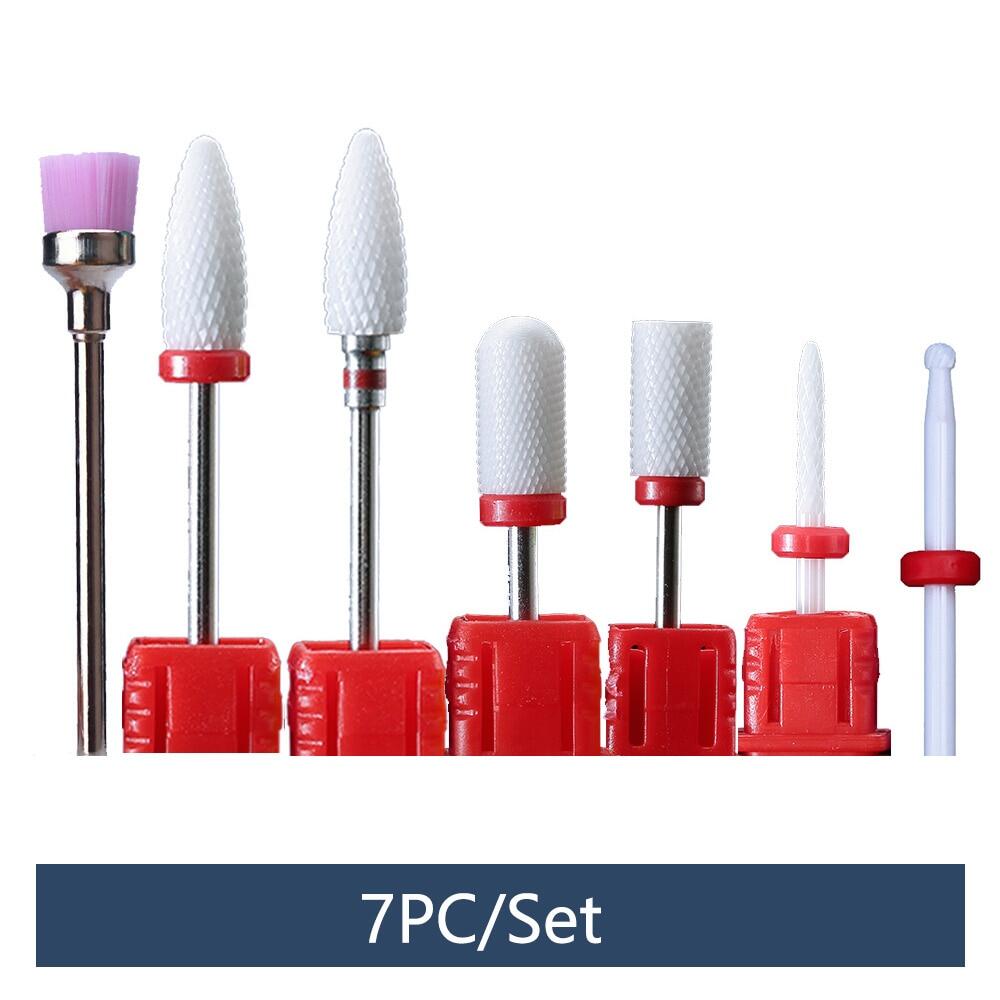 7 Chiếc Mũi Khoan Móng Tay Bằng Gốm Bộ Dao Cắt Kim Cương Bộ Dao Phay Để Làm Móng Mũi Khoan Cắt Ngọn Lửa Cho Móng Phụ Kiện