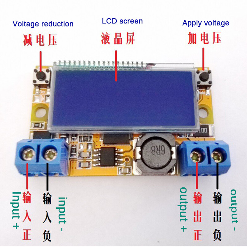 Mô-đun Cấp Nguồn Giảm Có Thể Điều Chỉnh DC-DC Bộ Điều Chỉnh Giảm Áp 5-23V Đến 0-16.5V 3A + Màn Hình LCD Dòng Điện Áp Trường Hợp