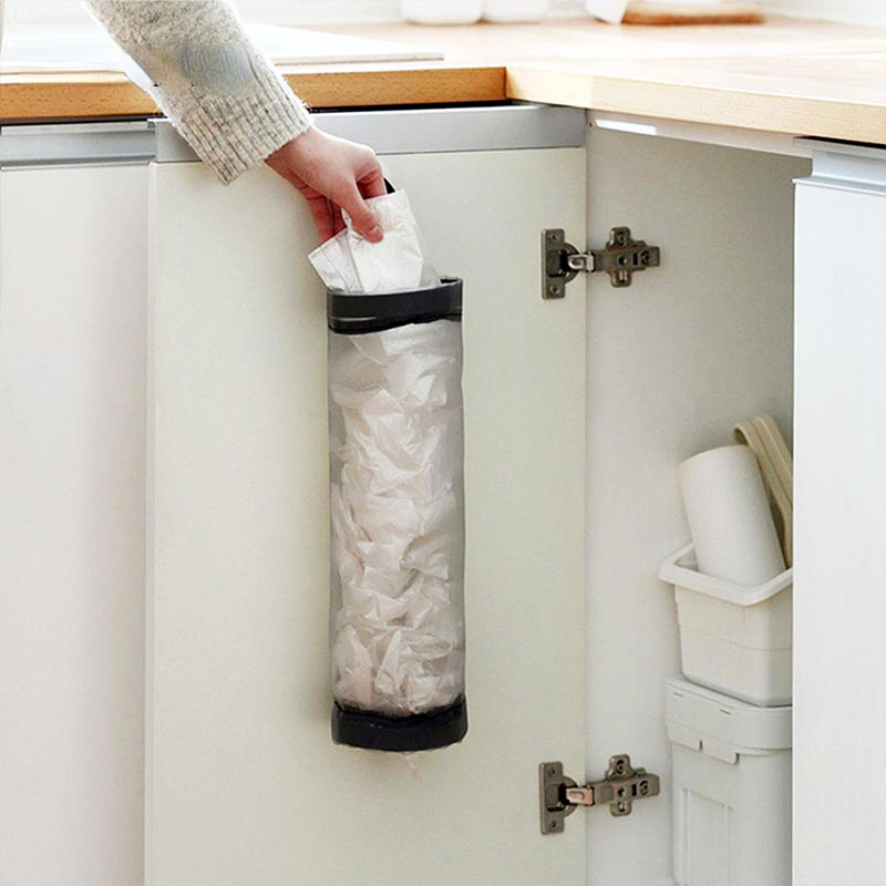 Túi đựng rác nhà bếp giữ túi lưu trữ lưới treo tường cho kệ để đồ nhà bếp túi rác nhựa
