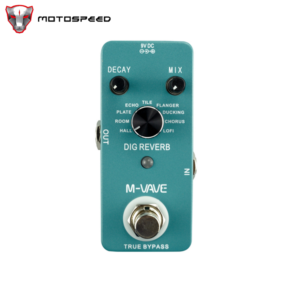 M-vave dig reverb digital reverb guitar effect pedal 9 reverb types decay & mix control true bypass full metal shell