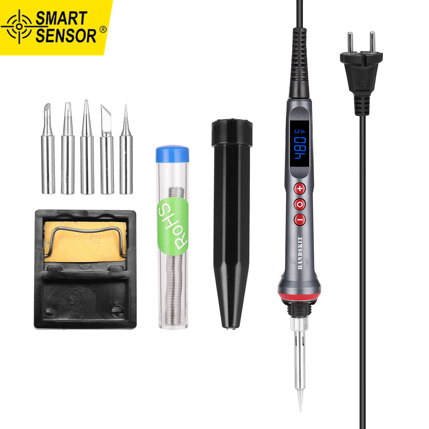 Smart Sensor HANDSKIT 90W LED Digital Soldering Iron Set Adjustable Temperature Electric Soldering Iron 4 Wire Core Welding Tools with Automatic Sleep