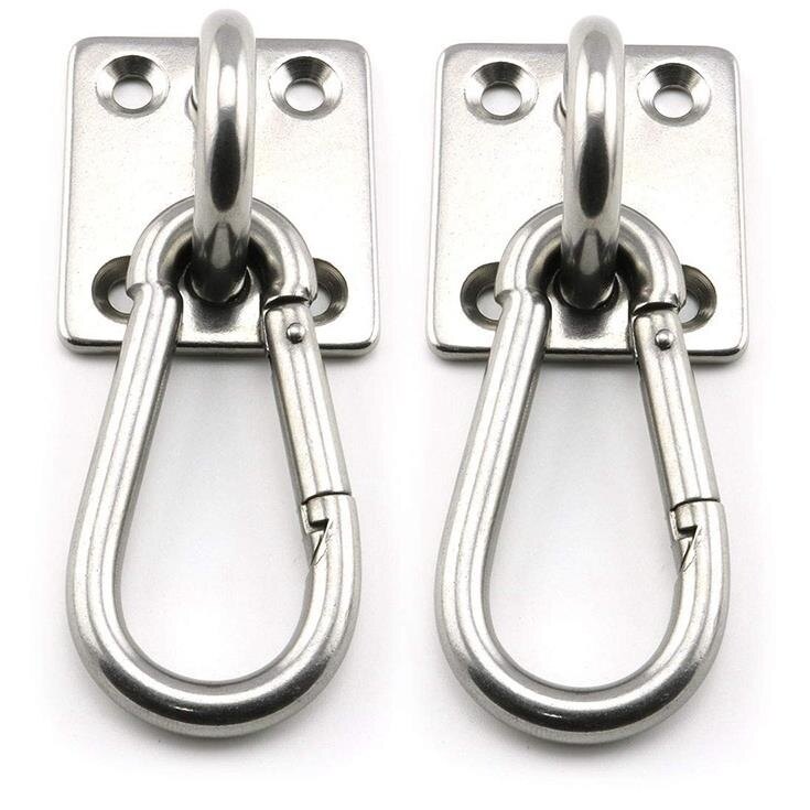 2 Sets Of Suspended Ceiling Wall Mount U-Shaped Hooks Stainless Steel Heavy Duty Multi-Function Hammock Hook Metal Base