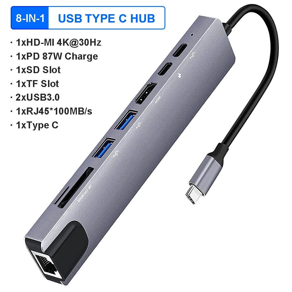 Usb c hub 4k 30hz type c to hdmi-compatible usb 3.0 adapter 11 in 1 type c hub dock pd 87w usb c splitter for macbook pro air