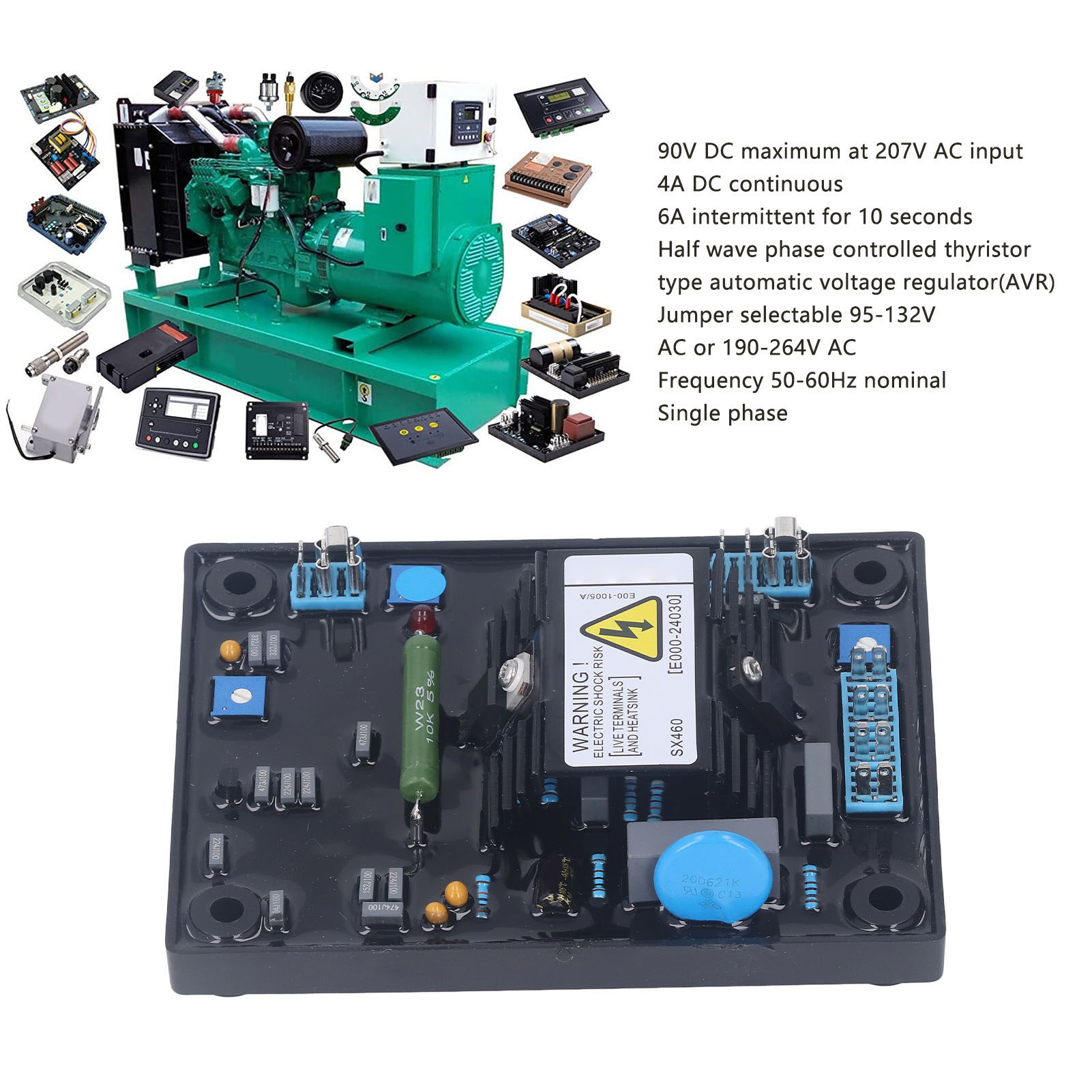 Máy tự động điều chỉnh điện áp sx460 190 ‑ 264V AC đầu vào AVR mô-đun cho 8KW không chổi than Máy phát điện