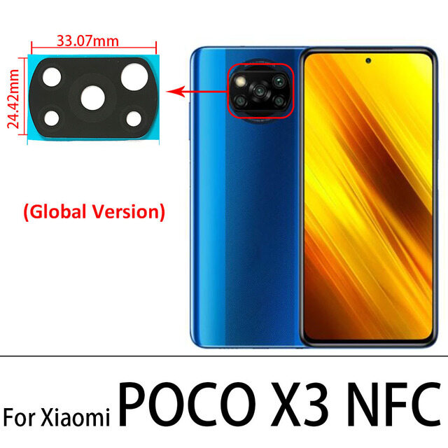 Camera glass lens back rear camera glass lens with ahesive sticker for xiaomi mi poco x3 nfc / x3 pro