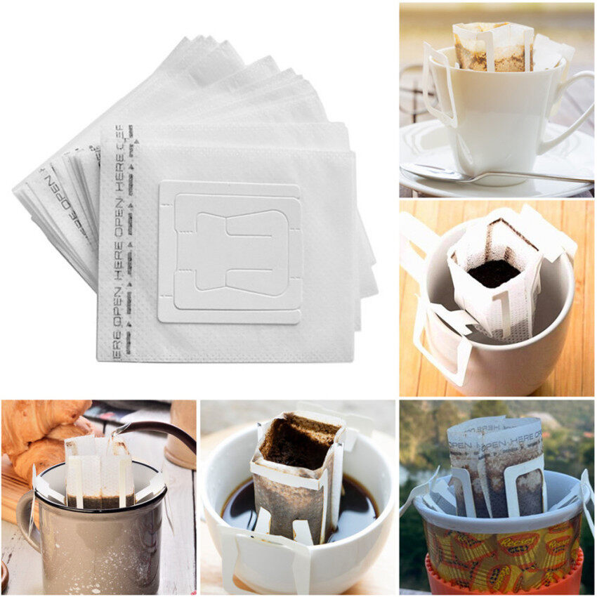 50pcs/Pack Portable Drip Coffee Filter Bag Home Office Travel DIY Hanging Ear Style Coffee Filters Paper Brew Espresso Coffee