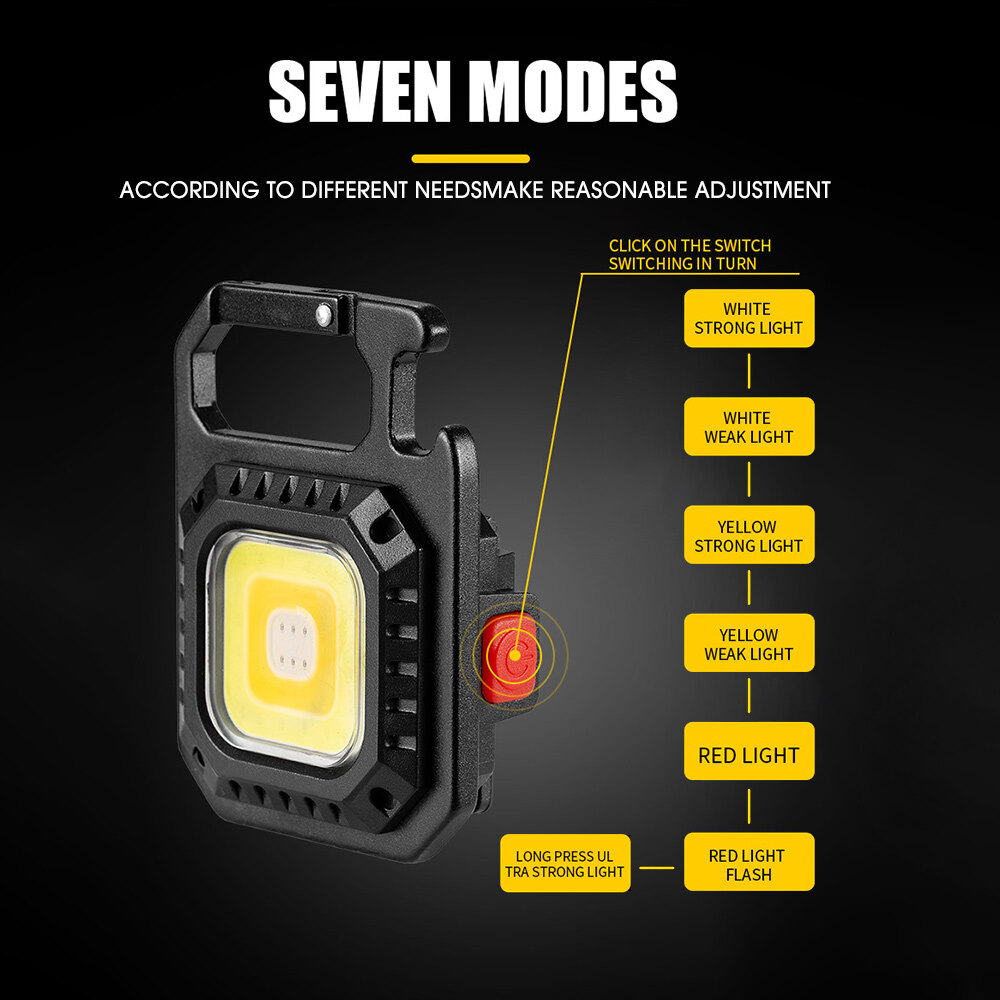 Portable Mini Multifunctional COB Keychain Light /USB Rechargeable Floodlight /Outdoor Work Camping Light
