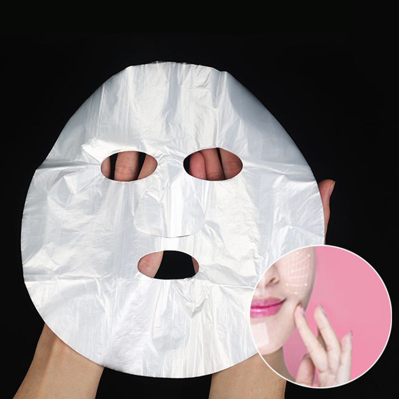AWEI1 100Pcs Plastic Film Disposable Prevent Moisture Loss PE Material Multipurpose Perfect Fitting Masque Sticker for Spa Masque Sticker Lightweight