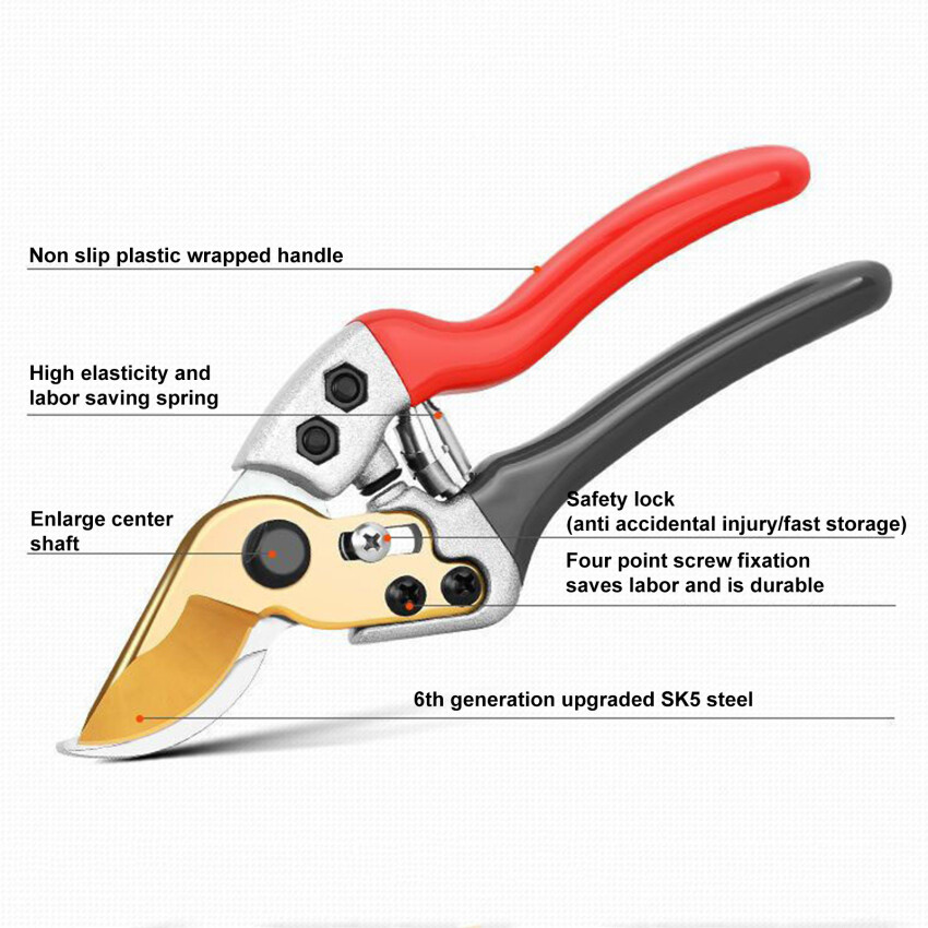 New Pruning Shears Gardening Pruning Fruit Tree Pruning Shears Stainless Steel Pruning Scissors Cut 25mm Thick Branches