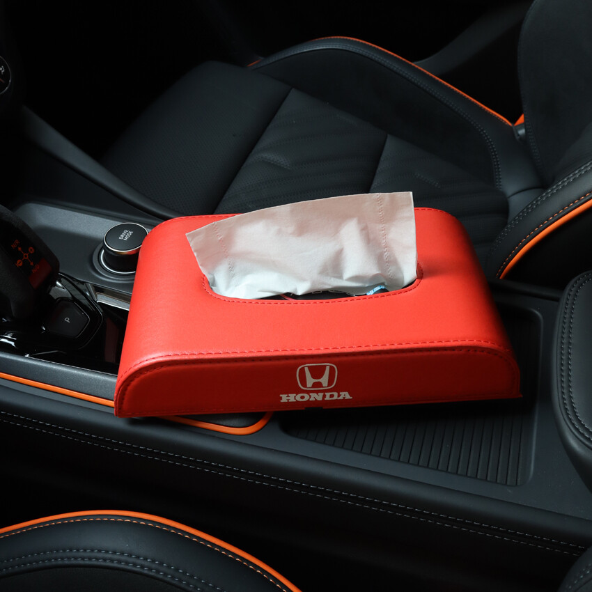 HONDA Tissue Box Premium Leather Tissue Holder Car Tissue Paper Towels Holder For Honda Civic/City/Accord/Jazz/Odyssey/Jade/CR-V/CH-R