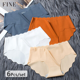 FINETOO 6Pcs Set Seamless Underwear Silk Women s Solid Color Panties Lady thumbnail