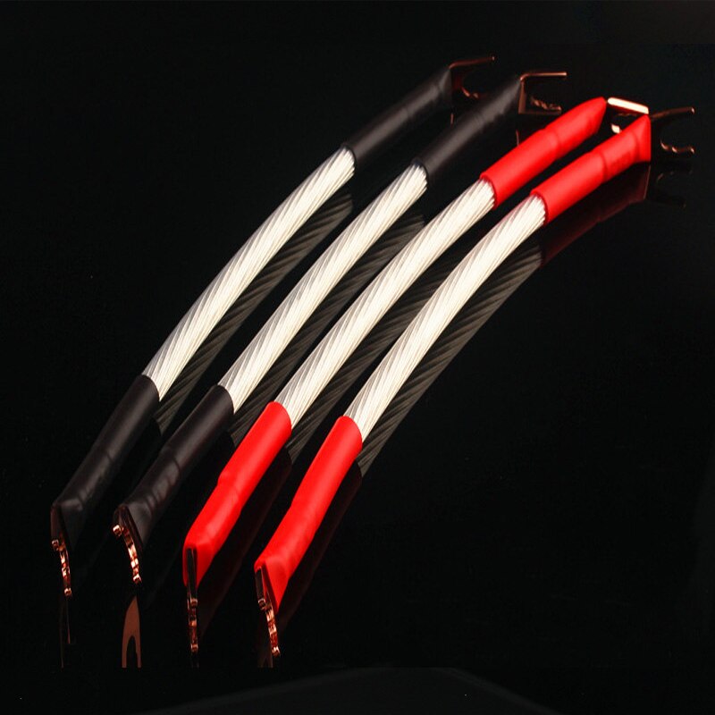 Audiocrast HiFi Speaker Jumper Cables, Banana To Spade, 15cm, Bi-Wire Bridge