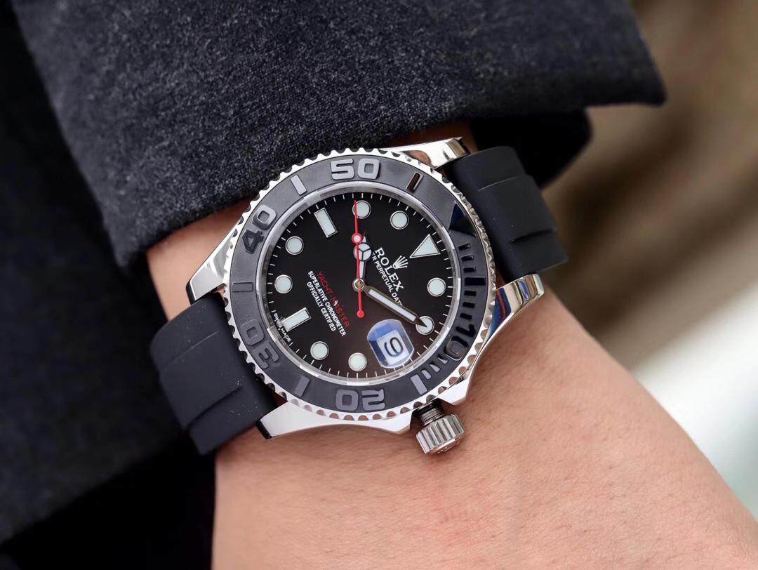Rolex_Fashion Yacht Master Sederhana Kasual Baru 2019 Hitam Panggil Hitam Dezel Tali Karet Gerakan Otomatis Jam Tangan Tanggal untuk Wanita YZR403758