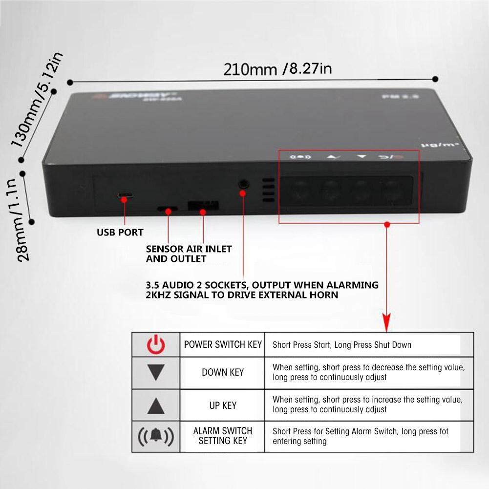 Trong nhà Không Khí Ngoài Trời Chất Lượng Màn Hình PM2.5 Báo với Laser Hạt Cảm Biến