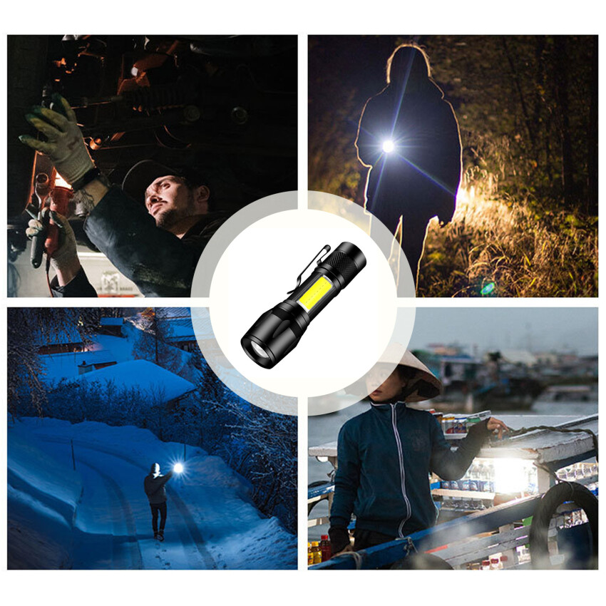 1PC High Power Rechargeable LED Flashlight Mini Zoom Torch Mini Torch LED Rechargeable Flashlight Portable USB Charging Flashlight