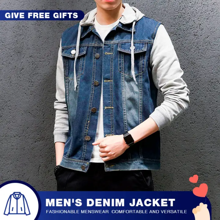 denim vest and hoodie