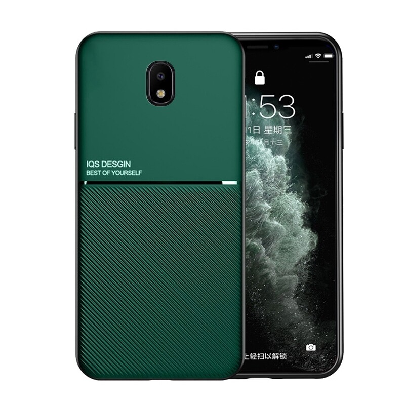 Jinsouwe For Samsung Galaxy J7 Pro Shockproof Man Boys Business Ultra Thin Slim Leather Texture Matte Protective Mobile Phone Casing J7Pro Boy Soft TPU Cellphone Case Back Cover