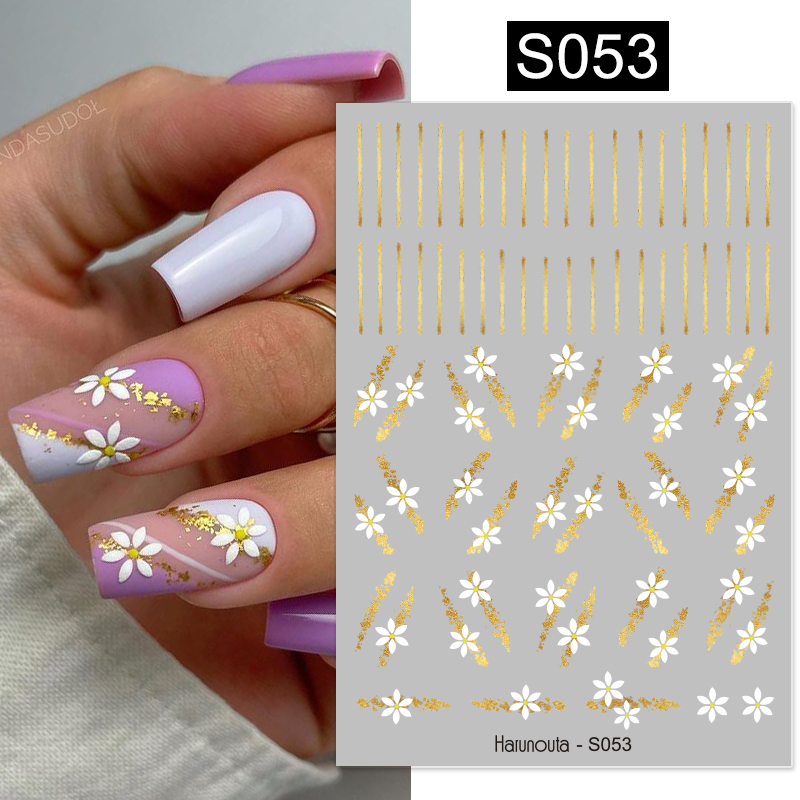 Born pretty harunouta 1pcs 3d nail art sticker french flowers leaves nail art decal decoration tool