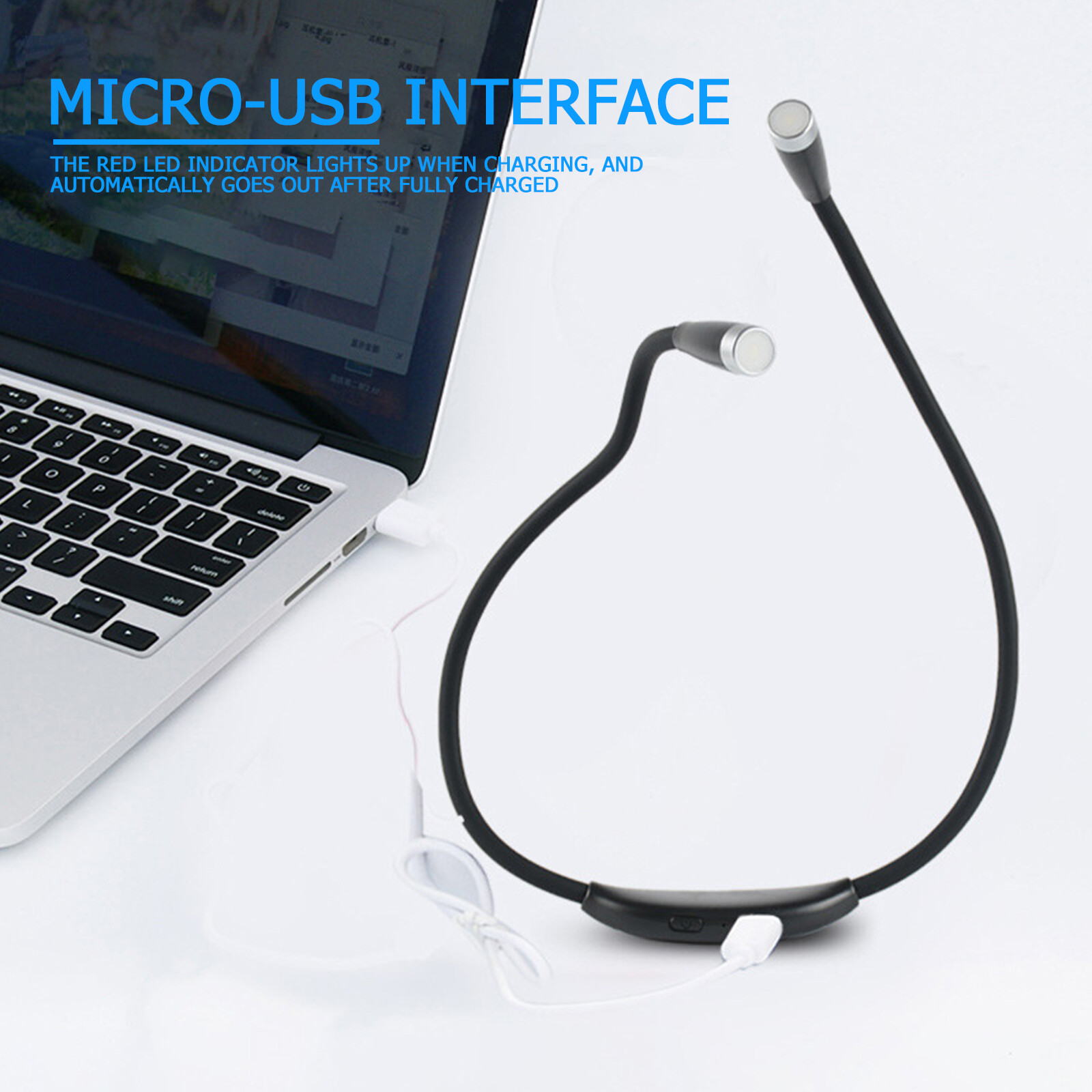 LED Neck Book Reading Light, 3 Brightness Level, Flexible Lamp for Knitting