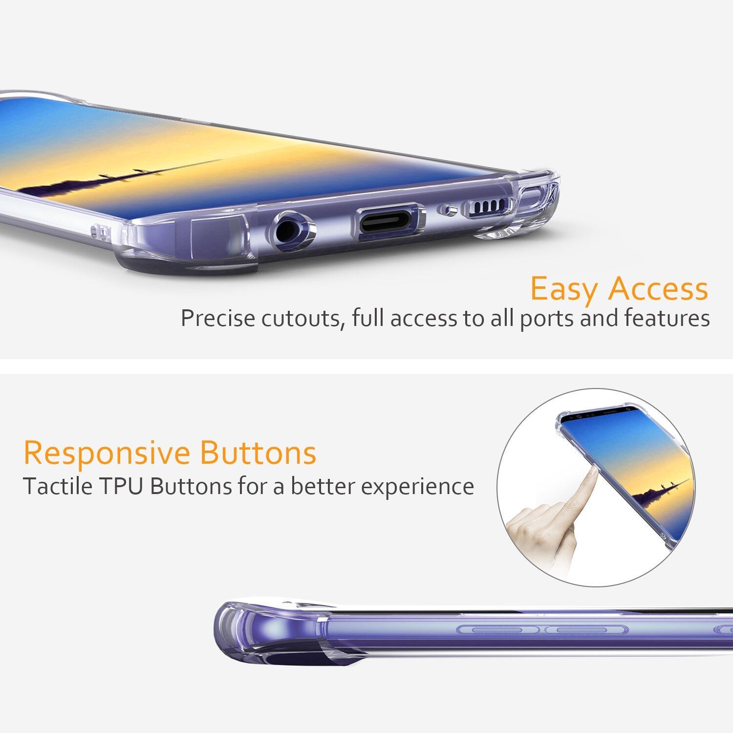 LUOWAN Ốp Lưng Galaxy Note 8 [Trong Suốt] Ốp Lưng TPU Mềm Chống Va Đập Chống Trầy Xước Bảo Vệ Mỏng Cho Samsung Galaxy Note 8 (Trong Suốt)