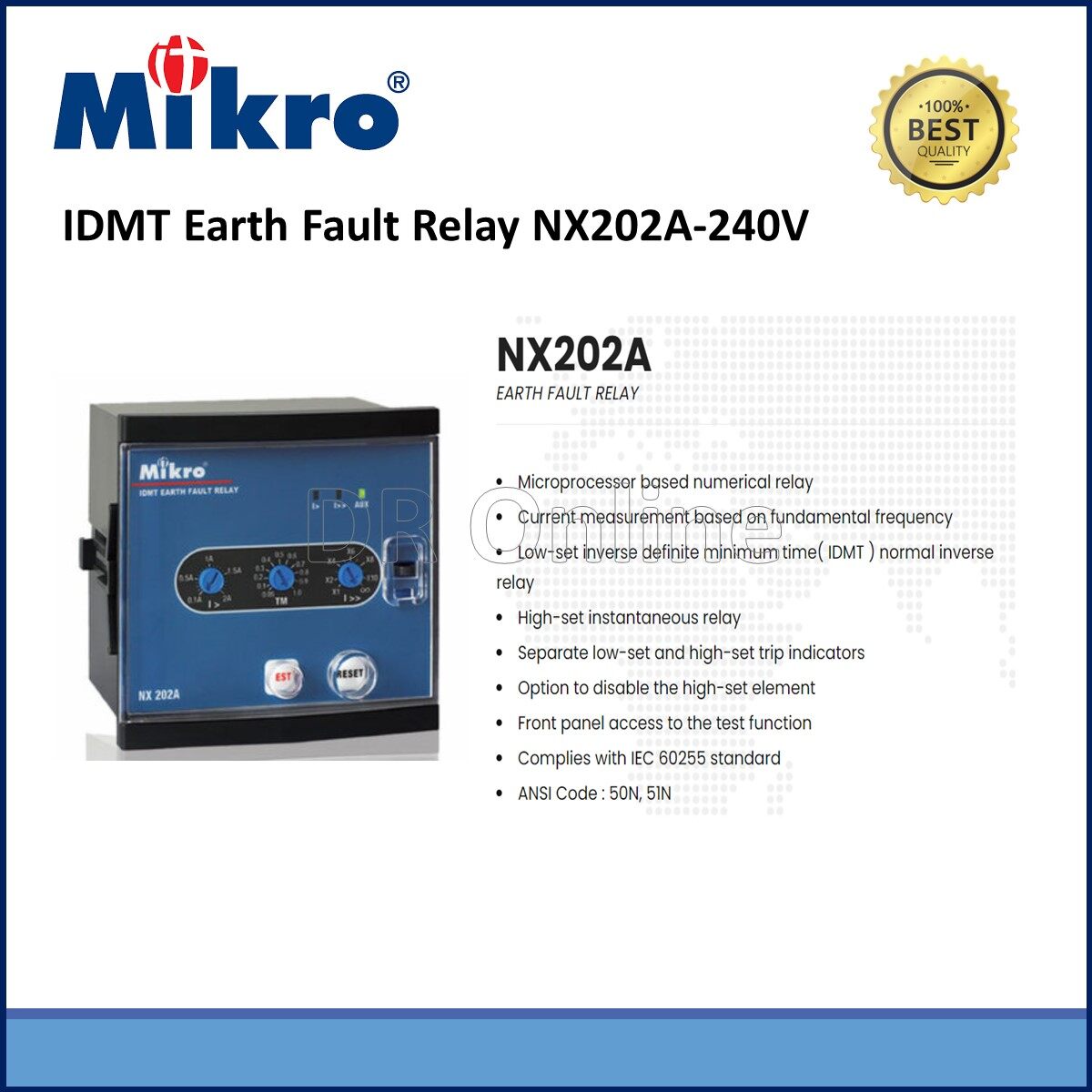 MIKRO IDMT EARTH FAULT RELAY 240VAC NX202A240A Lazada
