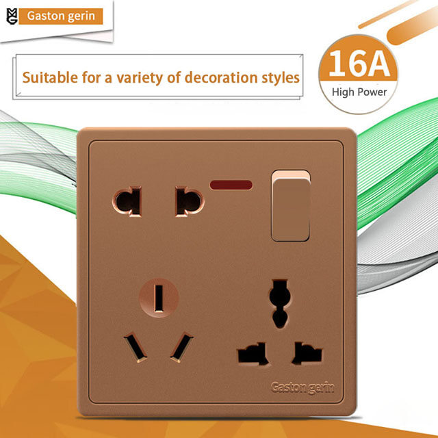 Loại 86 Ổ Cắm Điện Giấu Tường Universal 8 Lỗ 1 Bảng Chuyển Đổi Gang